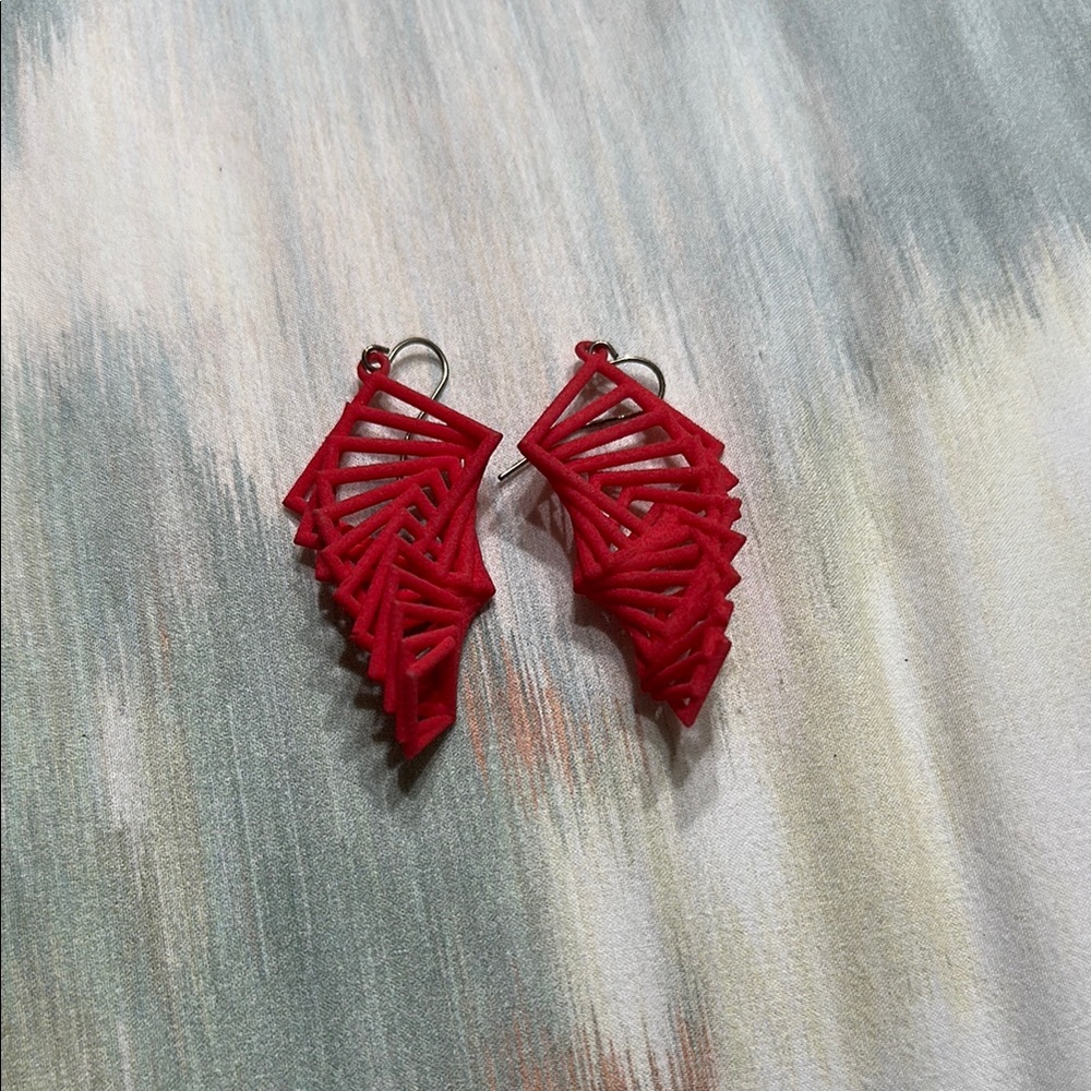 Watermelon Red Geometric Earrings